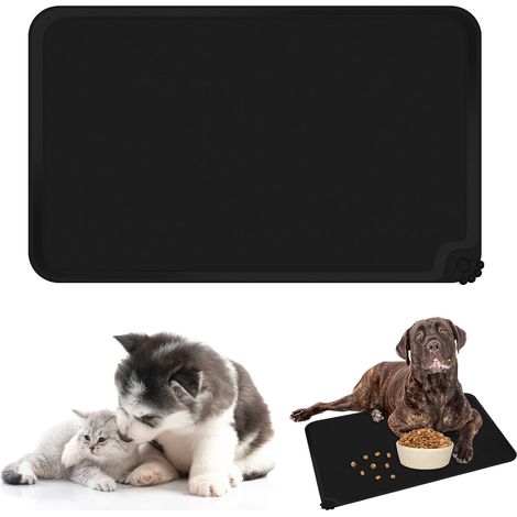 1 Tapis Alimentation Silicone, Imperméable Antidérapant, Bord Surélevé, Pour Chien Chat, 48x30 cm (1/5)