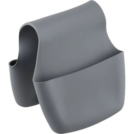 Porte-éponge suspendu en silicone, auto-drainant, antidérapant, noir/gris - Sac de rangement pour évier de cuisine. - gray - gray (1/5)