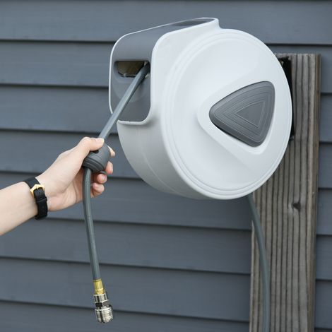 Avvolgitubo automatico per aria compressa da 20 m, connettore BSP da 1/4'', supporto a parete girevole a 180°, grigio. (1/5)