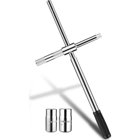 Clé Croix Roue - 4 Embouts Intégrés 17 mm 19 mm 21 mm 23 mm - Acier Chrome-Vanadium - Pour Changer Pneus Voiture - 1 Pièce (1/5)