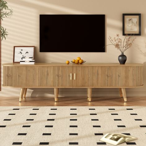 Meuble TV avec portes coulissantes, meuble TV, support TV, meuble TV bas. Design unique. (1/5)