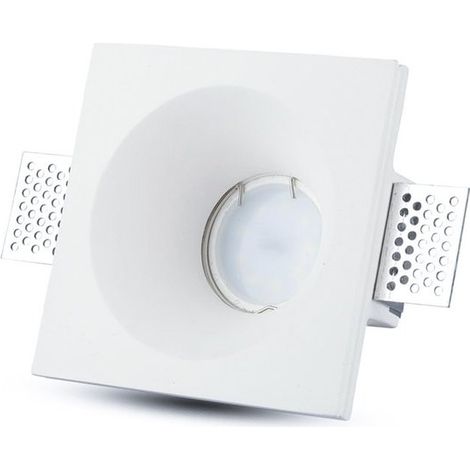 Portafaretto Lampada Led GU10 Da Incasso A Scomparsa Corpo Quadrato 100X100mm In Gesso Bianco Verniciabile SKU-3696