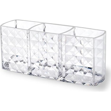Organisateur de bureau - Porte-pinceaux de maquillage - Plastique - Boîte de rangement multifonctionnelle - Bac de rangement - Organisateurs de maquillage - Porte-stylos - Pour coiffeuses et tables de (1/5)
