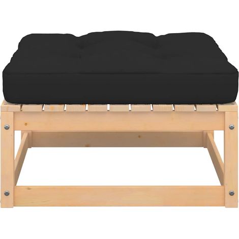 Repose-pied de jardin avec coussin Pin massif (1/5)