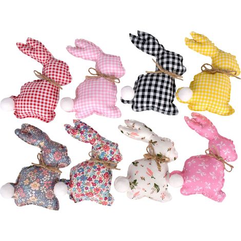 Guirlande De Lapins De Pâques - Décoration En Tissu Pour Arbre De Printemps - 12 X 14 Cm - Idéal Pour Maison Porte Mur Cheminée - Lot De 8 Pièces (1/5)