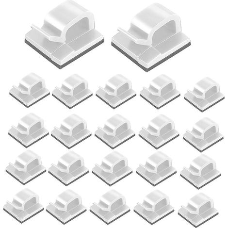 Lot de 100 clips adhésifs pour guirlandes lumineuses extérieuresmini-crochets pour câbles et filsblanc. (1/5)