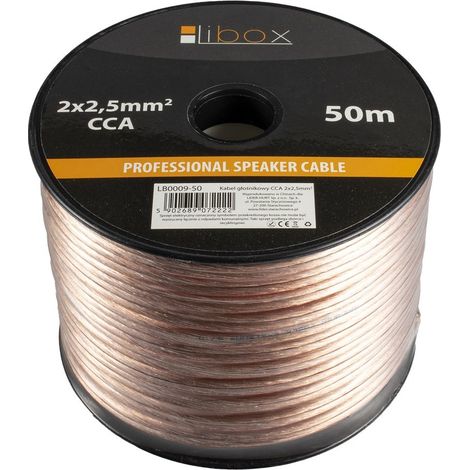 Câble audio Libox pour haut-parleur 2 x 2,50 mm LB0009-50, 50 m, transparent (1/2)