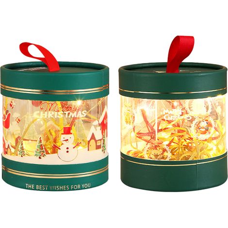 Boîte Cadeau De Noël - Boîte À Pommes Avec Éclairage LED - Décoration Festive Pour Fête Familiale - Lot De 2 (1/5)