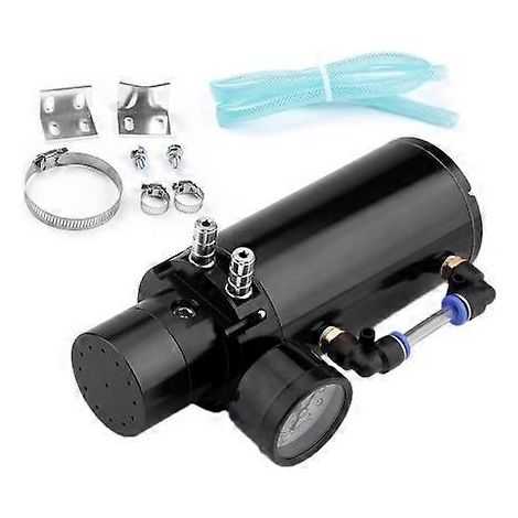 Car Universal Round Oil Breathable Catch Can with Vacuum Pressure Gauge (Black) (1/5)