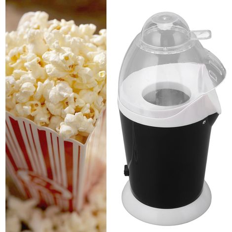 Machine à popcorn électrique à air chaud noire pour usage domestique. Prise standard européenne, tension : 220 V. (1/5)