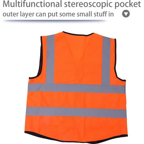 Gilet de sécurité réfléchissant multicolore (orange) (1/5)