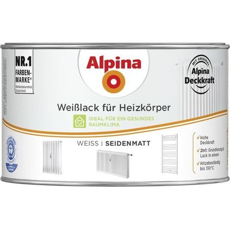 Alpina Heizkörperlack weiß 300 ml weiß seidenmatt Lack Weißlack Acryllack (1/3)