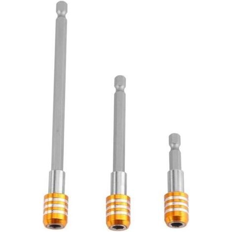 3-teiliges Set magnetischer Bithalter-Schraubendreherverlängerungen, Sechskant 1/4", gelb, 60/100/150 mm (1/5)