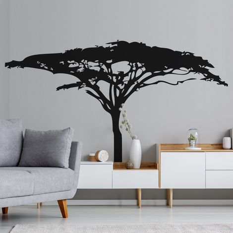 Sticker Mural - Arbre africain - 27x57 cm - Noir (1/3)