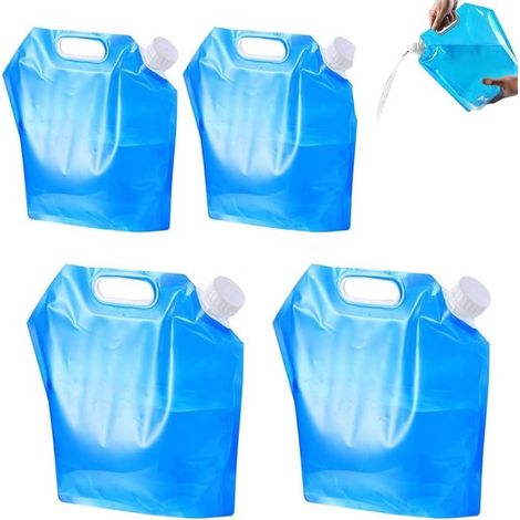 Kit d'urgence domestique - Ensemble de stockage d'eau pliable en quatre pièces - Seaux d'eau flexibles de 5 et 10 litres avec couvercles verrouillables - Sac d'eau potable d'urgence portable (1/5)