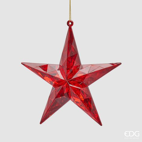 EDG Enzo De Gasperi Decoro Diamante Stella Natale Da Appendere D 13,5 Cm L 3,5 Cm Red