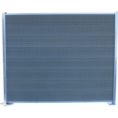 Kit completo de inicio/fin para valla de composite coextruido reversible 1,50x1,80m - Gris antracita/Gris claro