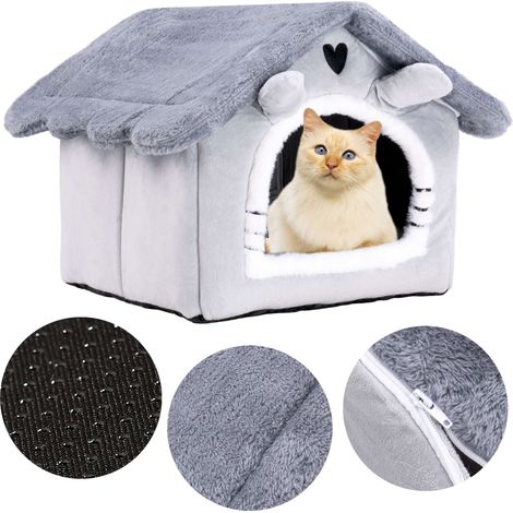 Cuccia per gatti in peluche color grigio jasper (1/5)