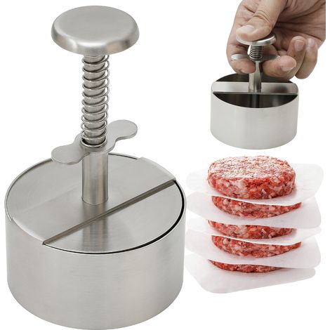 Presse-steak haché – Rond en acier inoxydable – Outil pour steaks hachés – 11,4 cm (1/3)