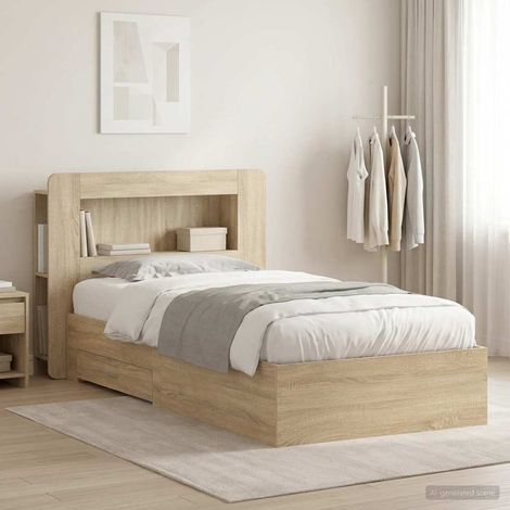Cadre de lit avec rangement Chêne Sonoma 90 x 190 cm (1/5)