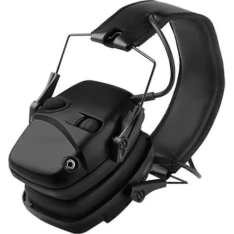 Casque antibruit noir avec amplification électronique des impacts et protection auditive pour le tir tactique (1/5)