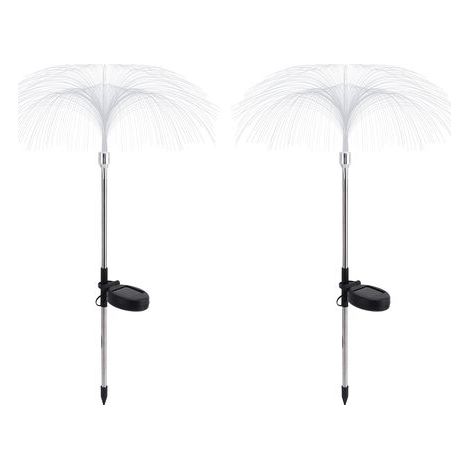Solarbetriebene LED-Glasfaser-Quallenleuchte, Gartenstecker für den Außenbereich, kabellose Rasendekoration mit eingebautem Akku (1/5)