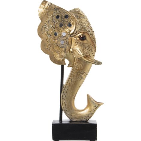 Golden Elephant Head Resin Figur mit Unterstützung 18x10x36cmpour Alle Stile, um zu Hause eine Note zu verleihen (1/5)