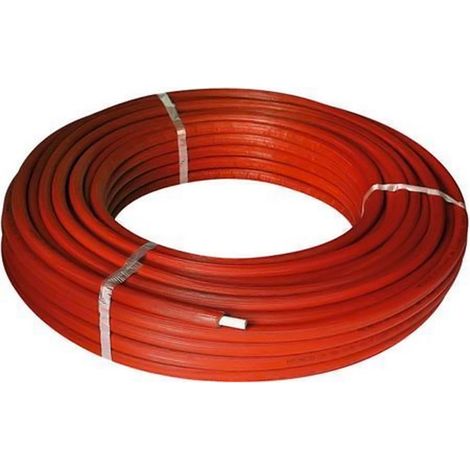Tubo multistrato rosso ø26x3 mm in rotolo da 50 metri STANDARD (PE-Xc/Al/PE-Xc) con isolamento di spessore 6 mm con guaina blu o rossa goffrata. Tubo con alluminio maggiorato (prezzo al metro - minimo