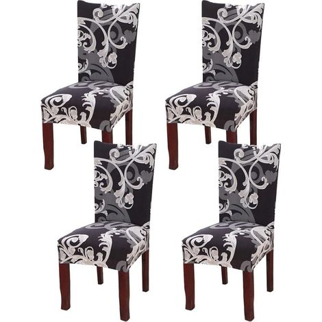 Housses de chaise de salle à manger Marron + blanc 4 pièces-Fei Yu (1/4)