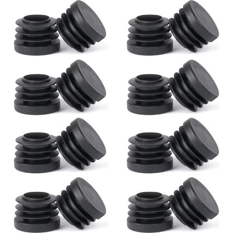 Rond Bouchons pour Tuyau, 20 pièces 25MM Bouchons de Couverture Cache Tube en Plastique Bouchon Pied de Chaise Embout de Bouchon en Plastique Noir, pour Chaises, Canapés, Tables (1/4)