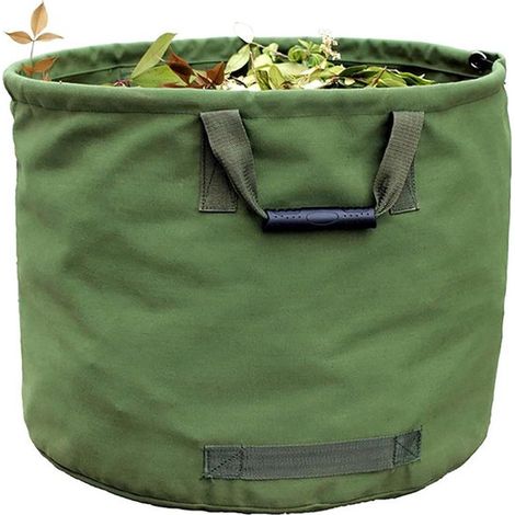 Sac de jardin extra résistant 125 L – Avec poignée – Sac de ramassage de feuilles en toile robuste – 45,7 cm de hauteur x 55,8 cm de profondeur – Vert (1/5)