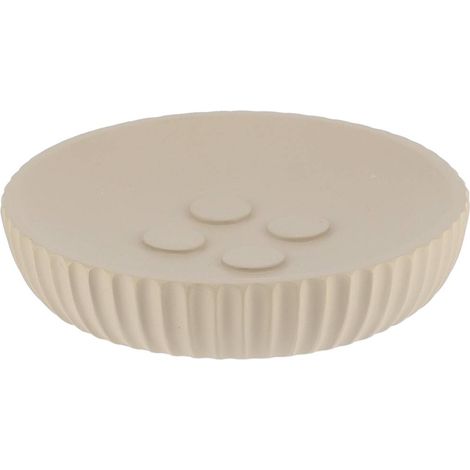 Seifenschale aus polyresin, rund, gestreift - taupe - Tendance