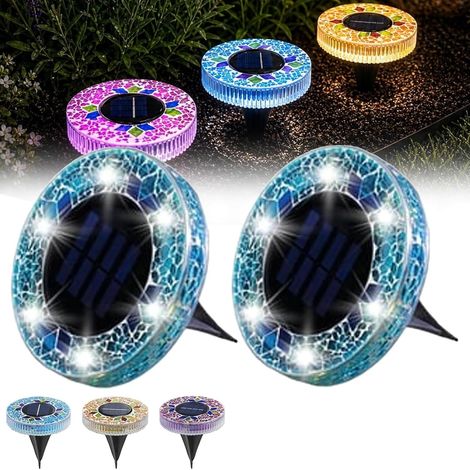 Lampe solaire disque mosaïque lampes solaires cristal multicolore éclairage (1/5)