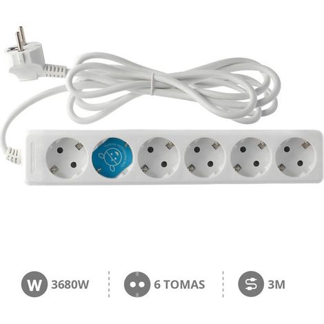 Base múltiple 6 enchufes 3m de cable blanca GSC 0000022 (1/2)