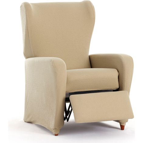 Housse de Fauteuil de Relaxation bi-élastique 4 pièces réglable, Protection complète Contre l'usure, Couleur Beige, Respirante et Facile à Installer, Aspect tapissé (1/5)