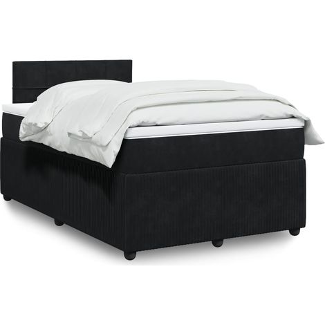 vidaXL Giroletto a Molle con Materasso Nero 120x190 cm in Velluto (1/5)