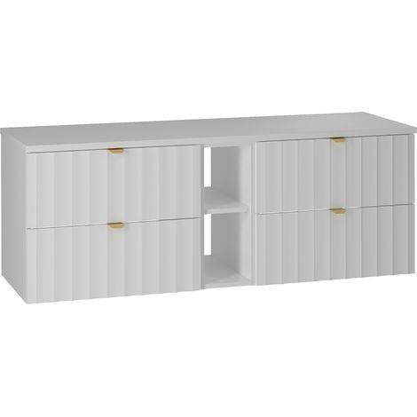 Waschtischunterschrank 140cm Lexa mit 4 Schubladen, Weiß