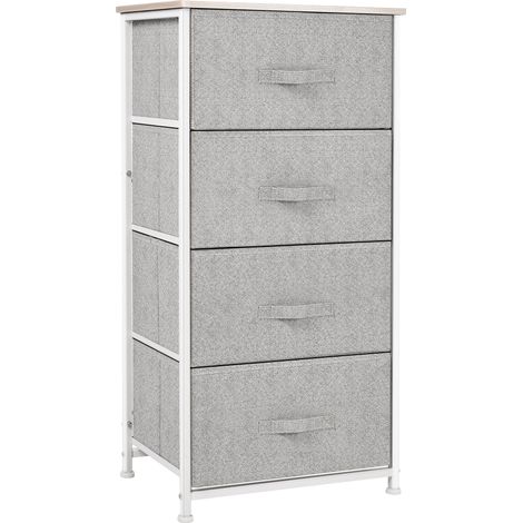 Commode quatre tiroirs chiffonnier 45 x 30 x 92 cm rangement optimisé gain de place style cosy contemporain en MDF blanc (1/5)