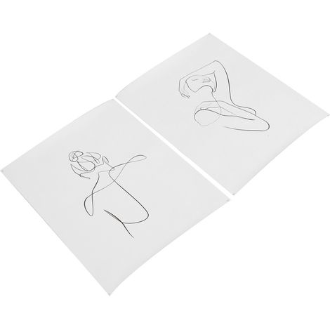 Peinture Toile Sans Cadre Lot de 2 Abstrait Trait Minimaliste Illustration Murale Décoration Salon Chambre (1/5)