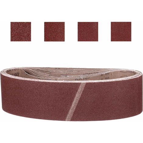 12 Pcs 100mm x 915mm Bande Abrasive 40/80/120/240 Grain Ceintures (1/5)