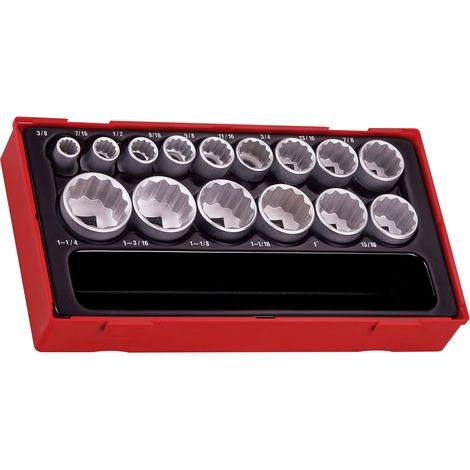 Teng Tools TT1215-AF Juego de vasos de 12 puntas y 15 piezas con vástago de 1/2"