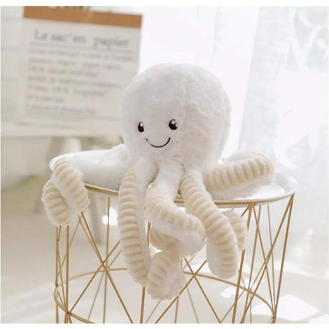 Cojín, Peluche de pulpo de 60 cm (23,62 pulgadas), muñeco de peluche de animal marino para decoración del hogar, regalos de Navidad y cumpleaños - Blanco (1/3)
