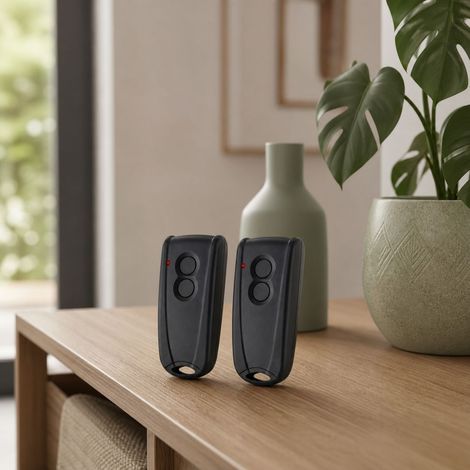 Set mit 2 Fernbedienungen, 433,92 MHz, 2 Kanäle, kompaktes ABS-Gehäuse, für Hörmann EcoStar und TUBAUTO Garagentoröffner (für den privaten Gebrauch) (1/5)
