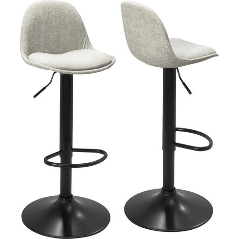 Ensemble de 2 tabourets de bar noirs avec coussin rembourré en similicuir et repose-pieds, hauteur réglable et pivotant à 360° (Integral Black) (1/5)
