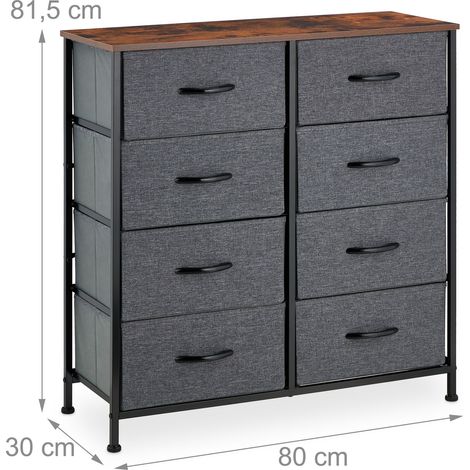 Commode à 8 tiroirs vintage polyvalente salon chambre couloir 120 x 40 x 80 cm en bois gris (1/5)