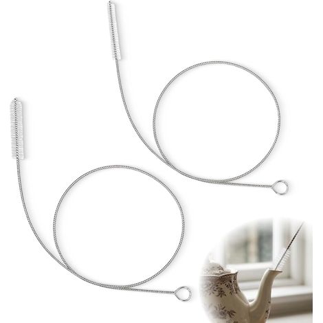 Flexible Pipe Cleaning Brush 100cm 2pcs Stainless Steel Nylon Long Brush for Drains, Straws, Sink, Coffee Machine, Aquarium, Radiator and Tubes (1/5)