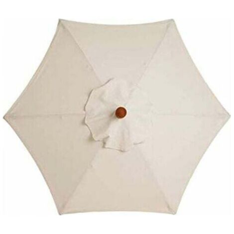 Housse de Rechange pour Parasol à 6 Baleines - 3 m - Imperméable - Anti-Ultraviolet - Blanc (1/5)