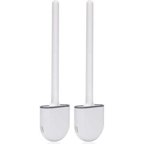 BRAVIX Brosse Toilette Silicone,(2 pièces) Brosse Toilettes WC,Brosse WC Silicone et SupportsAvec des Poils Doux et Une Poignée Antidérapante Brosse Toilette Silicone Nettoyage Rapides Brosse WC Suspe (1/5)