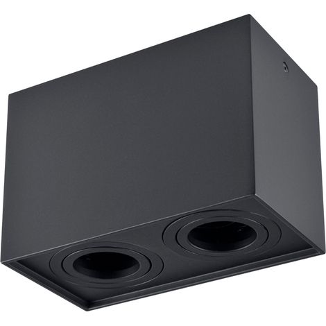 Spot plafond carré noir 2xGU10 Polux Hadar Q2 alu IP20 (1/5)