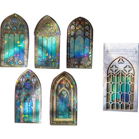 Lot de 10 autocollants décoratifs vintage pour cadres de fenêtres, en PET, pour scrapbooking, albums et agendas. Décorations à faire soi-même. Couleurs bleues. (1/5)